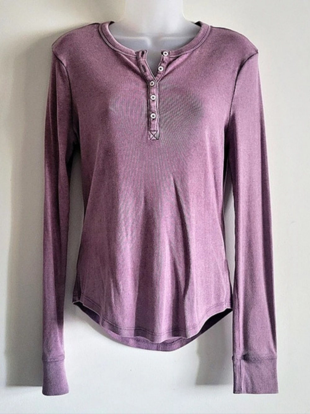 Long Sleeve Henley in Purple